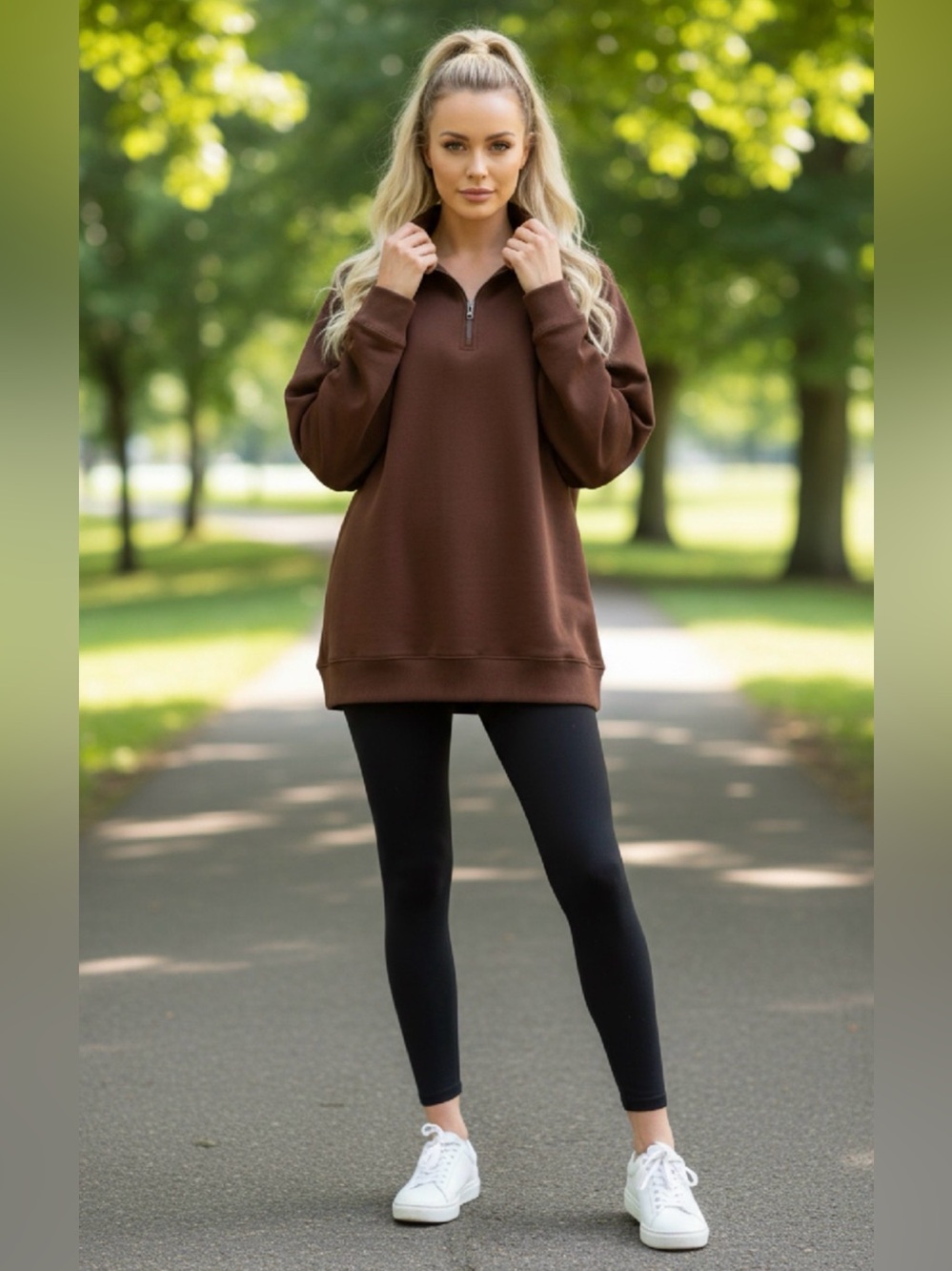 BRUNETTE THE LABEL Not Your Boyfriend's Half Zip Sweatshirt - Picture 1 of 3